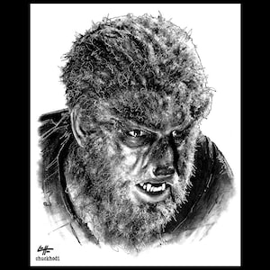 Wolfman - Classic Monsters Universal Horror Dark Art Wolf Creature Lycanthrope Folklore Halloween Spooky Scary Pop Art Lowbrow