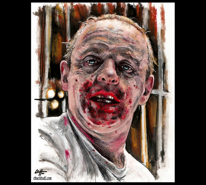 Hannibal Lecter Silence of the Lambs Dark Art Horror Anthony Hopkins Cannibal Serial Killers Pop Art Lowbrow Blood 90s Buffalo Bill image 1