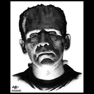 Het Monster van Frankenstein - Portret van Frankenstein Dracula Classic Monster Horror Halloween Pop Gothic Vintage Dark Art