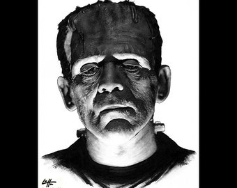 El monstruo de Frankenstein - Retrato de Frankenstein Drácula Monstruo clásico Terror Halloween Pop gótico Vintage Arte oscuro