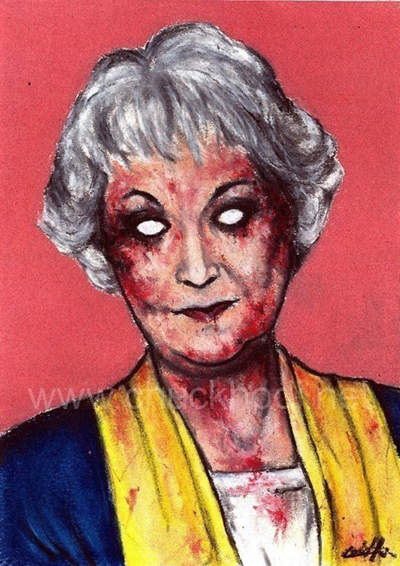 Prints 5x7  Zombie Golden Girls  Betty White Vintage image 3