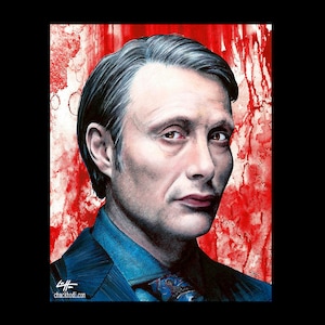 Dr. Hannibal Lecter - TV Show Dark Art Mads Mikkelson Will Graham Blood Cannibal Serial Killers Death Horror Pop Art Meat