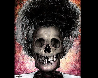 The Bride - Frankenstein Dark Art Skull Skeleton Horror Halloween Classic Monsters Gothic Dracula Macabre Spooky Lowbrow Art