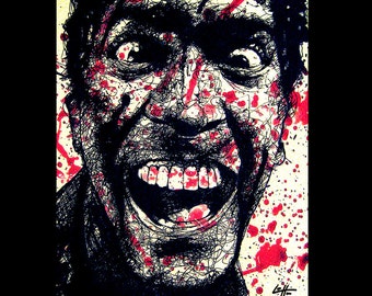 Ash Williams - Bruce Campbell Army of Darkness Evil Dead Horror Dark Art Blood Comedy Necronomicon Spooky Cult Pop Gothic