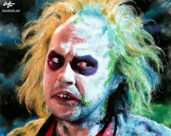 Beetlejuice - Horror Comedy Tim Burton Gothic Halloween Dark Art Funny Spooky Creepy Classic Portrait Pop Michael Keaton