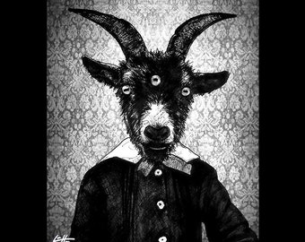 The Great Goat - Horns Victorian Baphomet Shiva Chakra Dark Art Cute Horror Gothic Monster Animal Creature Satantic Satan Pop