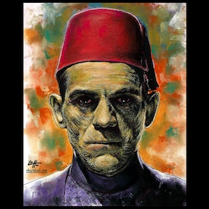 Imhotep - The Mummy Frankenstein Portrait Dracula Classic Monster Horror Halloween Pop Gothic Vintage Dark Art Lowbrow Wolfman