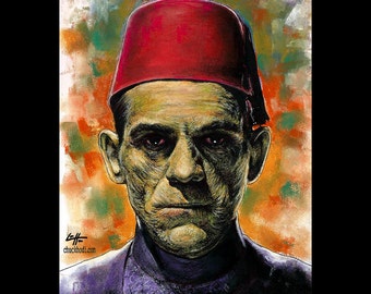 Imhotep - The Mummy Frankenstein Portrait Dracula Classic Monster Horror Halloween Pop Gothic Vintage Dark Art Lowbrow Wolfman