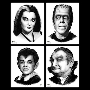 The Munsters - Dark Art Halloween Horror Lily Herman Eddie Grandpa Spooky Gothic Lowbrow Art Pop Art Creepy Monster Creature
