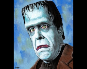 Herman Munster - The Munsters Lily Munster Dark Art Horror Halloween Creepy Monster Gothic Pop Art Lowbrow Frankenstein Spooky