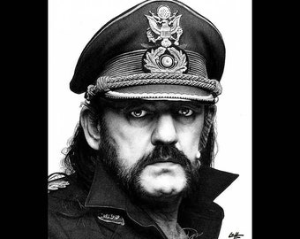 Lemmy Kilmister - Motorhead Rock N Roll Heavy Metal Alchohol Pop Art Lowbrow Mutton Chops Mustache Beard Punk Hawkwind