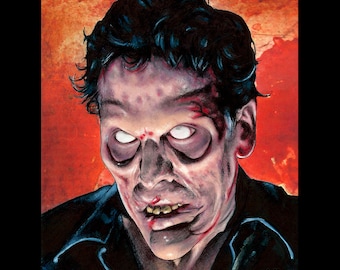 Evil Ash - Ash Williams Bruce Campbell Army of Darkness Evil Dead Horror Dark Art Blood Comedy Necronomicon Spooky Cult Pop