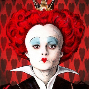 La Regina Rossa - Helena Bonham Carter Alice nel Paese delle Meraviglie Tim Burton Johnny Depp Pop Art Fantasy Cappellaio Matto Cuore Magico