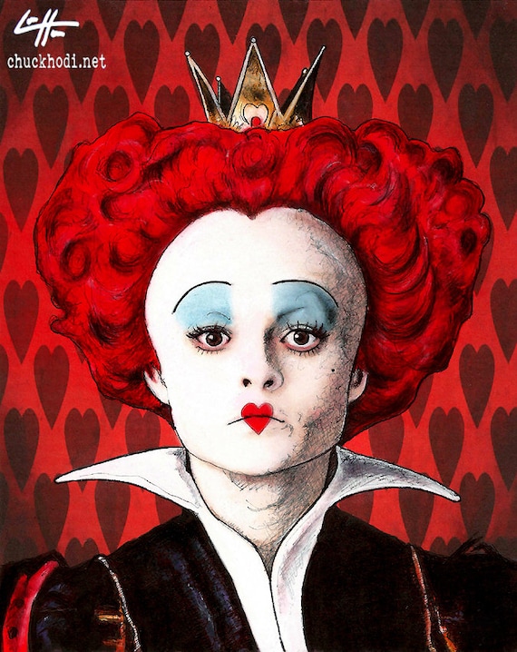 La reine rouge - Helena Bonham Carter Alice au pays des merveilles Tim  Burton Johnny Depp Pop Art Fantasy Mad Hatter Heart Magical