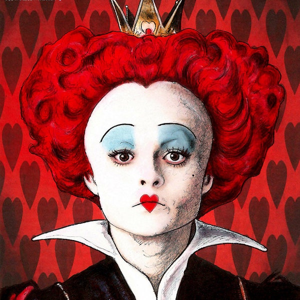 The Red Queen - Helena Bonham Carter Alice in Wonderland Tim Burton Johnny Depp Pop Art Fantasy Mad Hatter Heart Magical