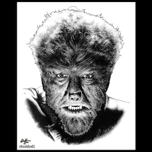 Wolfman - Classic Monsters Universal Horror Dark Art Wolf Creature Lycanthrope Folklore Halloween Spooky Scary Pop Art Lowbrow