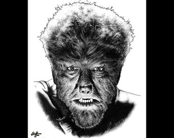 Wolfman - Classic Monsters Universal Horror Dark Art Wolf Creature Lycanthrope Folklore Halloween Spooky Scary Pop Art Lowbrow