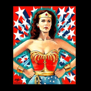 ワンダーウーマン - リンダ・カーター スーパーヒーロー ヴィンテージ アドベンチャー ポップアート スター DC コミック バットマン スーパーマン ファンタジー 70 年代 テレビ ダイアナ・プリンス