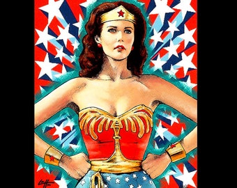 Wonder Woman - Lynda Carter Super Hero Vintage Adventure Pop Art Stars Dc Comics Batman Superman Fantasy 70s TV Diana Prince