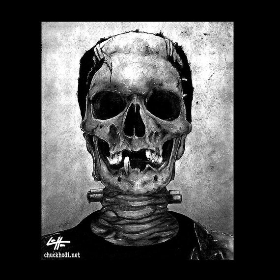 スケルトン ホラーアート The Monster - Frankenstein Dark Art Skull Skeleton Horror