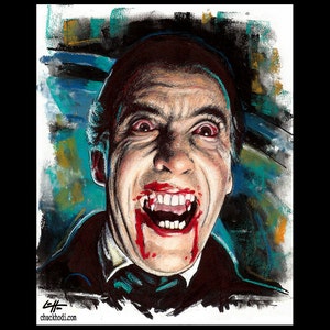 Dracula - Christopher Lee Horror Dark Art Vampire Peter Cushing 50s Gothic Halloween Classic Monster Blood British Lowbrow