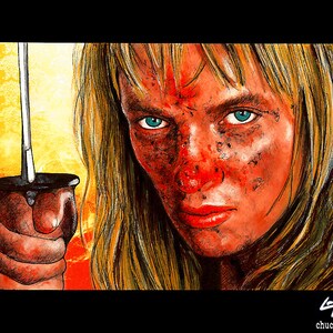 The Bride Beatrix Kiddo Kill Bill Uma Thurman Quentin Tarantino Sword Blood Pop Art Pulp Fiction Lowbrow Art Cult Classic image 2