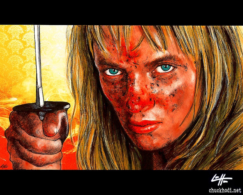 The Bride Beatrix Kiddo Kill Bill Uma Thurman Quentin Tarantino Sword Blood Pop Art Pulp Fiction Lowbrow Art Cult Classic image 2