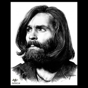 Charles Manson - Dark Art True Crime Horror Death Murder Helter Skelter Cult Leader Pop Art Serial Killers Beard Lowbrow
