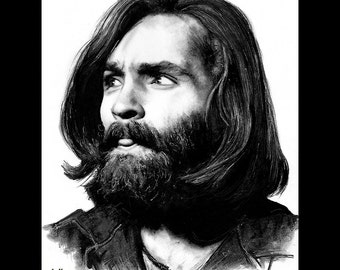Charles Manson - Dark Art True Crime Horror Death Murder Helter Skelter Kult Anführer Pop Art Serienmörder Beard Lowbrow