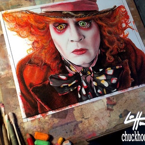 Mad Hatter Johnny Depp Alice in Wonderland 2 Red Queen Fantasy Magic Mushroom Pop Lowbrow Through The Looking Glass Dark Art image 3