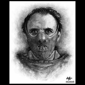 Hannibal Lecter - Silence of the Lambs Dark Art Horror Anthony Hopkins Cannibal Serial Killers Lowbrow Clarice Starling Buffalo Bill