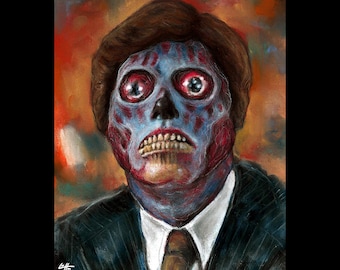 They Live - Obey Dark Art Roddy Piper Jaren 80 Horror Lowbrow Pop Art Macabere Sci-Fi Griezelige cultklassieker Conform Roddy Piper