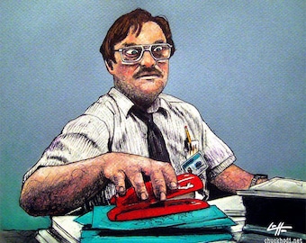 Milton - Office Space Red Stapler Mike Judge Work Office Decor Corporate Slave Workoholic Stephen Root Initech Cult Lowbrow