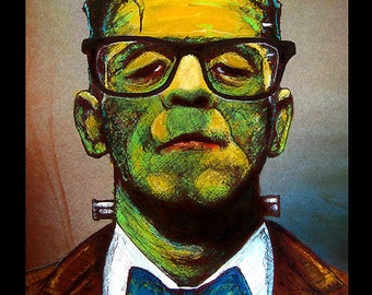 Professor Frankenstein - Classic Monsters Creature Glasses Bowtie School Nerd Geek Cute Dark Art Horror Pop Art Spooky
