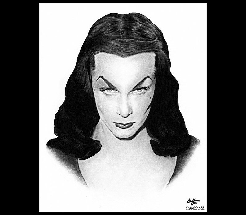 Vampira Ed Wood Maila Nurmi Dark Art Horror Classic Cult Plan 9 Bela Lugosi Gothic Elvira Hollywood Halloween Lowbrow Pop image 1