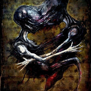 5.9.06 - Dark Art Alien Monster Creature Blood Love Heart Science Fiction Macabre Horror Gothic Creepy Lowbrow Art Sci Fi
