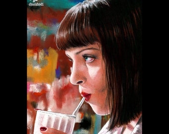 5 Dollar Milkshake - Pulp Fiction Mia Wallace Quentin Tarantino 90s Uma Thurman Pop Art Lowbrow Dark Art Vincent Vega Cult