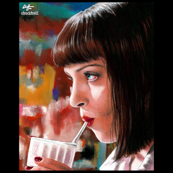 5 Dollar Milkshake - Pulp Fiction Mia Wallace Quentin Tarantino 90s Uma Thurman Pop Art Lowbrow Dark Art Vincent Vega Cult