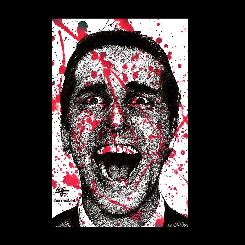 Patrick Bateman American Psycho Serial Killer 80s Halloween Gothic Blood Wall Street Death Horror Christian Bale Pop Art image 1