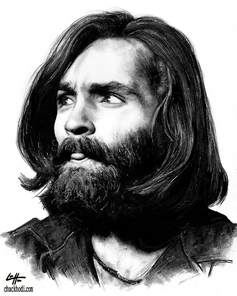 Charles Manson Dark Art True Crime Horror Death Murder Helter Skelter Cult Leader Pop Art Serial Killers Beard Lowbrow image 2