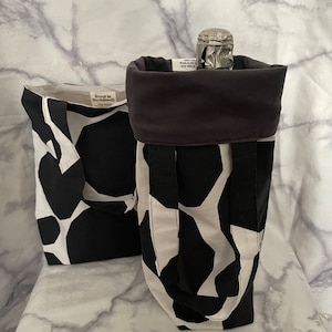 Handmade Reusable Bottle Gift Bag: Upcycled Cotton Fabric