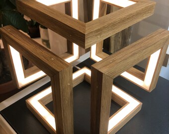 Lámpara de madera de diseño: Infinity Cube Illusion