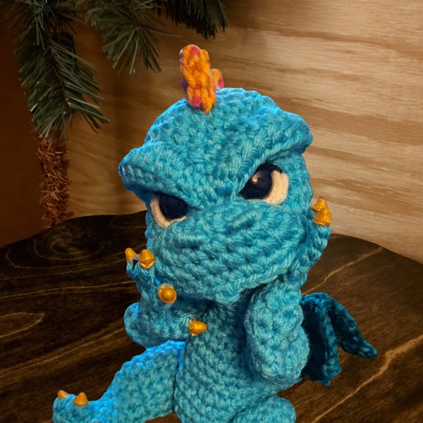 CZ019 Chibitude Zillies my Childhood imagining of Godzilla Amigurumi 8.5" ChiZillie CZ019