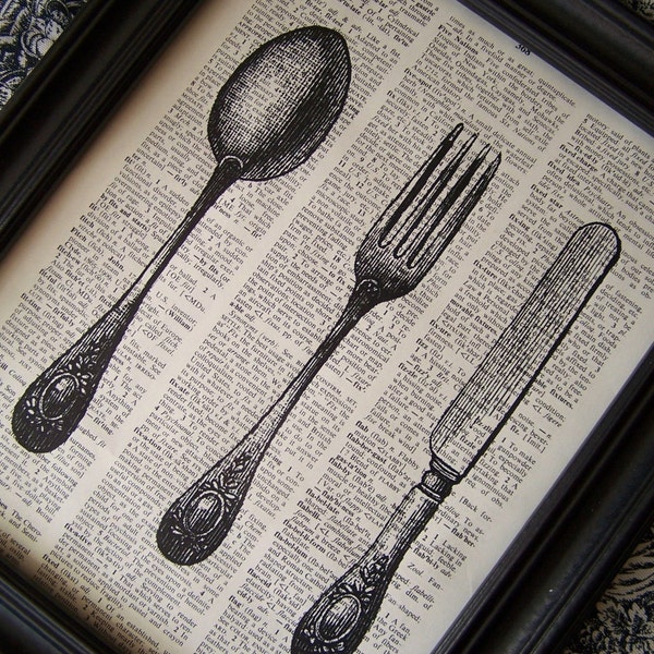 Kitchen Art Print Upcycled Silverware Fork Spoon Knife