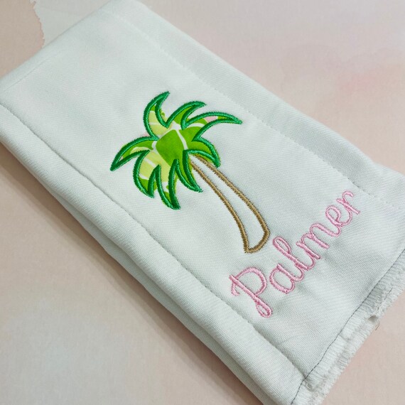 Palm Tree Burp Cloth / Preppy Palm Tree Baby Burp Cloth / Personalized Palm Tree Burp Cloth / Tropical Baby Gift
