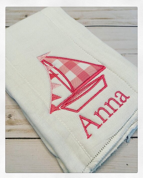 Sailboat Burp Cloth / Nautical Burp Cloth / Personalized Burp Cloth / Boat Burp Cloth / Sailing Baby Gift