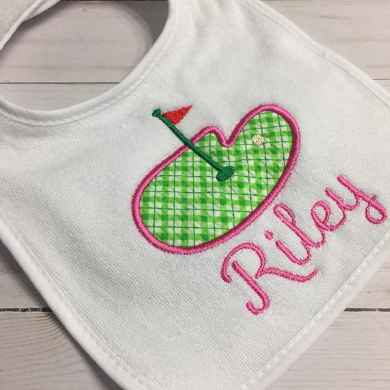 Golf bib, Girl Golf Bib, Baby Golf Bib, Personalized Golf Bib for Baby Girl, Golf Baby Bib