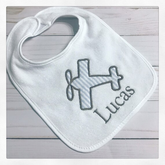 Airplane Baby Bib / Custom Baby Bib / Personalized Bib / Air Force Baby Gift / Pilot Baby Gift / First Birthday Bib / Smash Cake Bib
