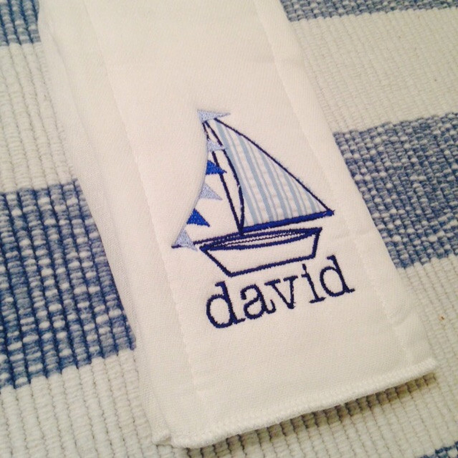 Sailboat Baby Bib and Burp Cloth Gift Set / Sailboat Bib Set / Etsy