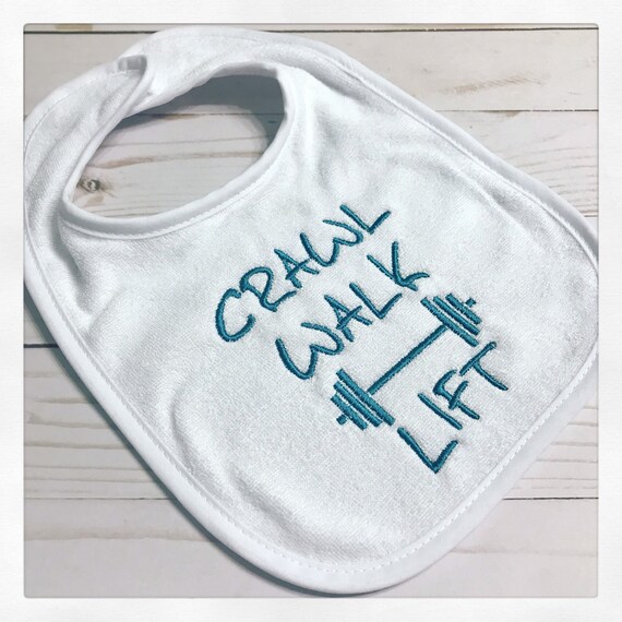 Cross fit Baby Bib / Personal Trainer Gift / Gym Baby Bib / First Birthday bib / Trainer Bib / weightlifting baby Bib / Smash Cake Bib